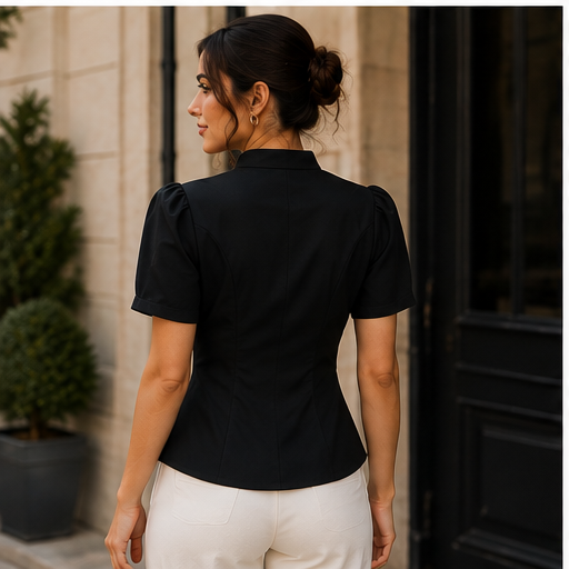 Elegant Short-Sleeve Blazer Top