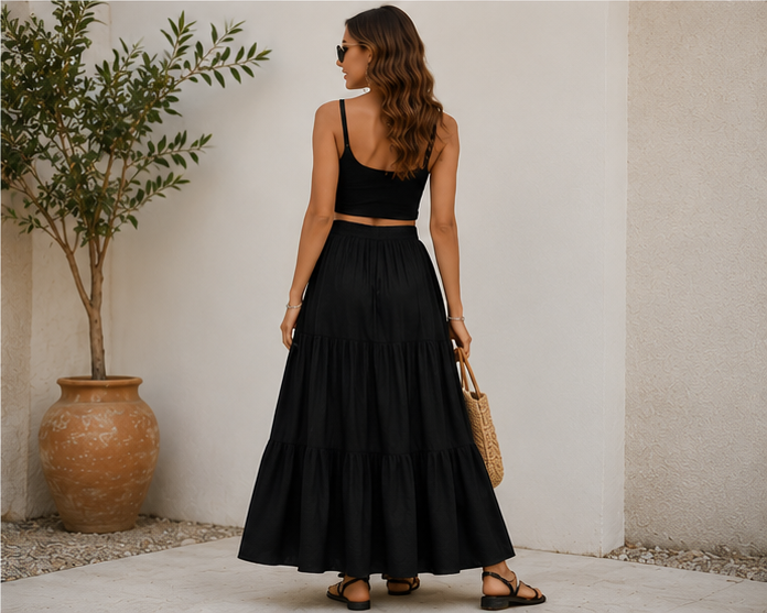 Elegant Tiered Maxi Skirt