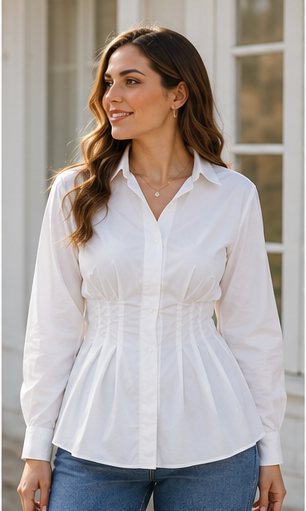 Elegant Pleated Waist Blouse