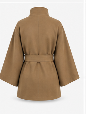 Women's Elegant Cape Coat with High Neck &amp; Adjustable Belt | 5 Colors