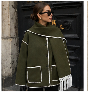 Jacket with Built-In Scarf – Effortless Style & Cozy Comfort