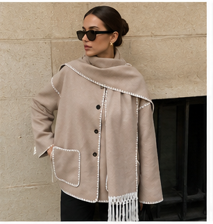 Jacket with Built-In Scarf – Effortless Style & Cozy Comfort