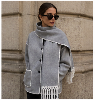 Jacket with Built-In Scarf – Effortless Style & Cozy Comfort