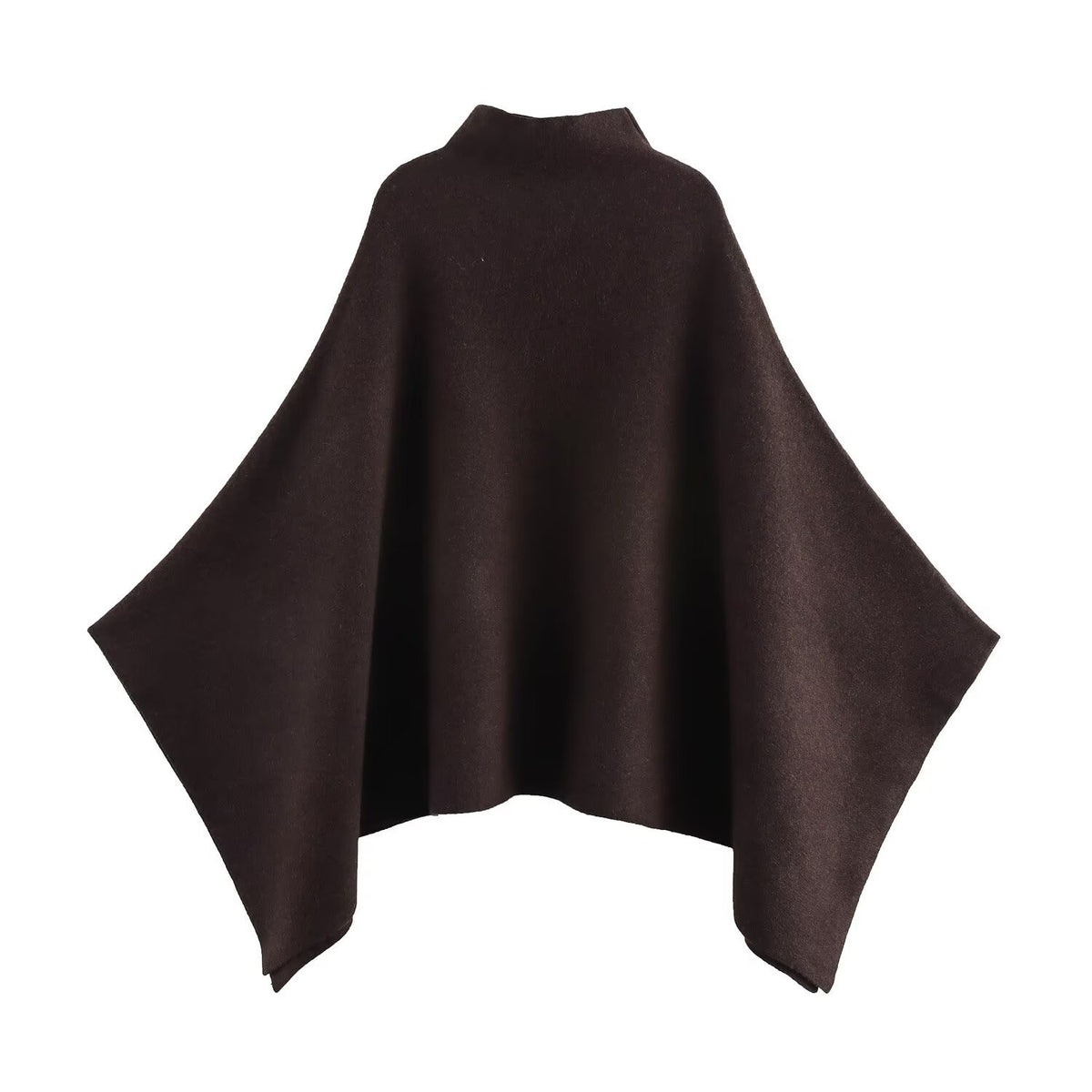 Elegant High-Neck Poncho Cape Coat