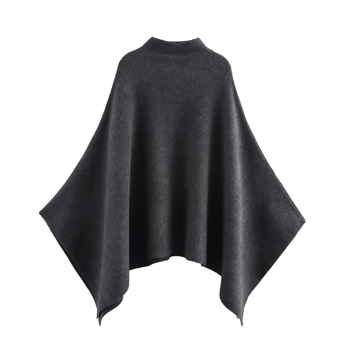 Elegant High-Neck Poncho Cape Coat