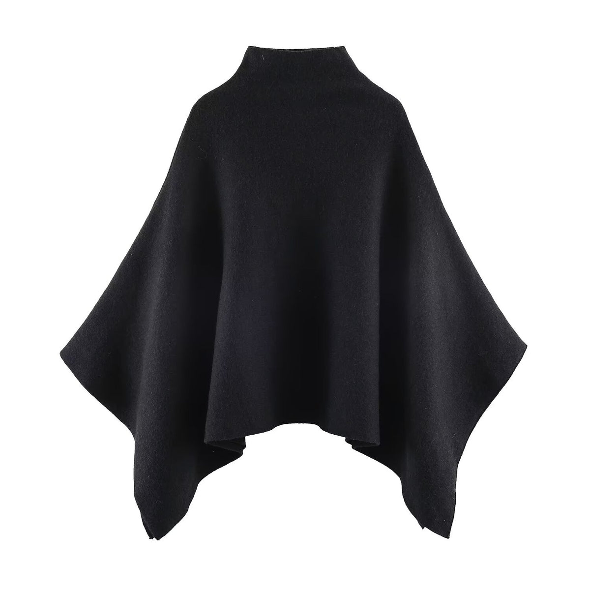 Elegant High-Neck Poncho Cape Coat