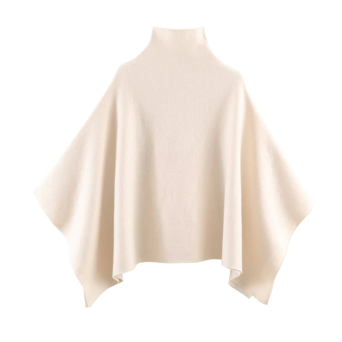 Elegant High-Neck Poncho Cape Coat