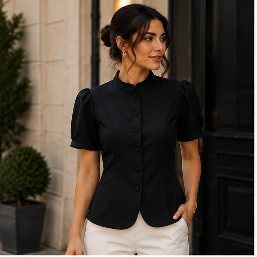 Elegant Short-Sleeve Blazer Top