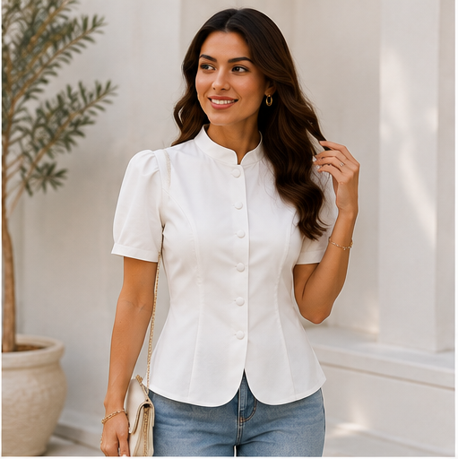 Elegant Short-Sleeve Blazer Top