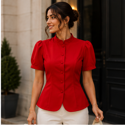 Elegant Short-Sleeve Blazer Top