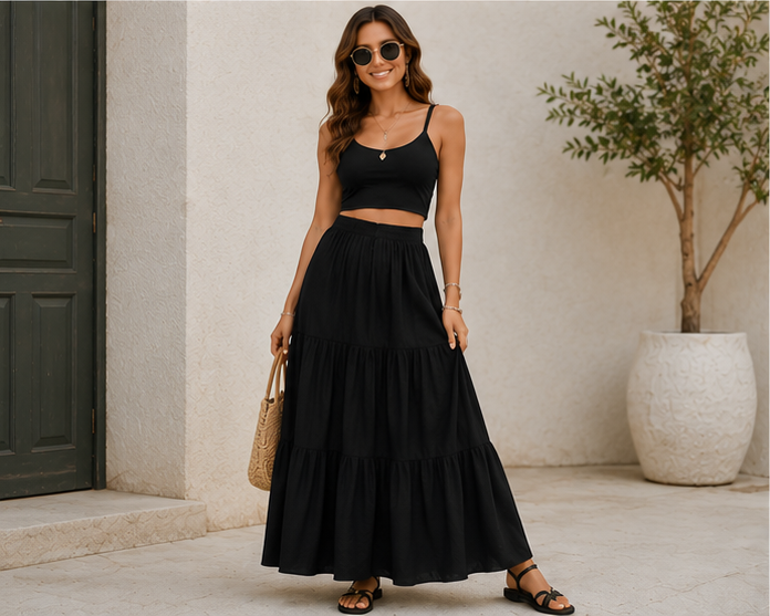 Elegant Tiered Maxi Skirt