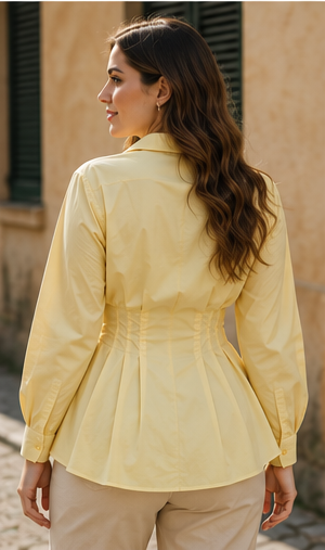 Elegant Pleated Waist Blouse