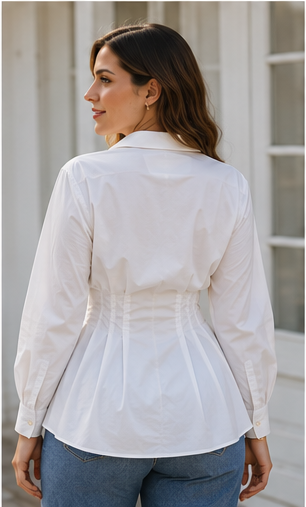 Elegant Pleated Waist Blouse